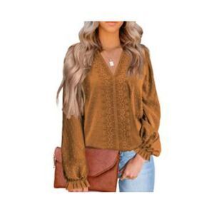MIXSHE Long Sleeve Shirts V Neck Sweatshirt, S, 2E-1315T003 134